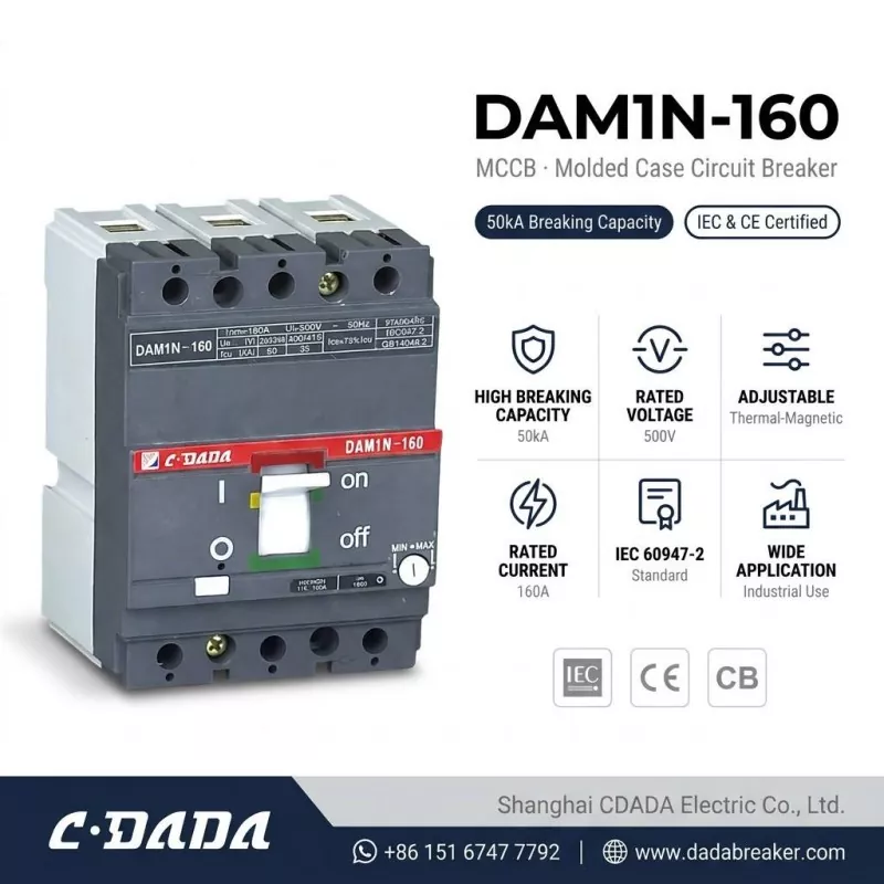CDADA Tħarreġ Circuit Breaker DAM1N-160 160A MCCB ta' Kapaċità Għolja